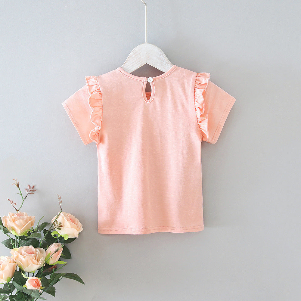 Babyood Baby T Shirt – Lace Short Sleeve Top for Girls 1–3Y