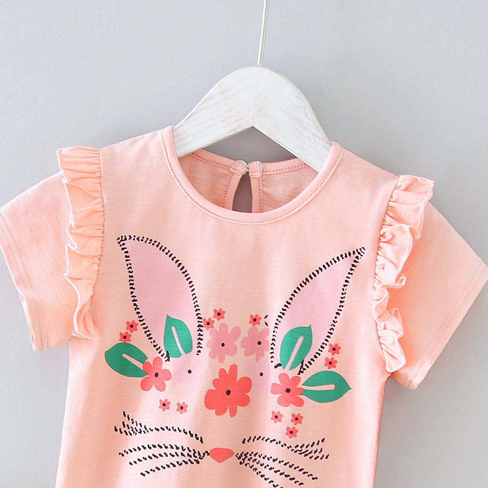 Babyood Baby T Shirt – Lace Short Sleeve Top for Girls 1–3Y