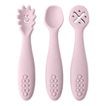 Babyood Spoons and Forks Set – 3pcs Silicone Baby Cutlery