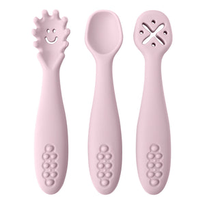 Babyood Spoons and Forks Set – 3pcs Silicone Baby Cutlery