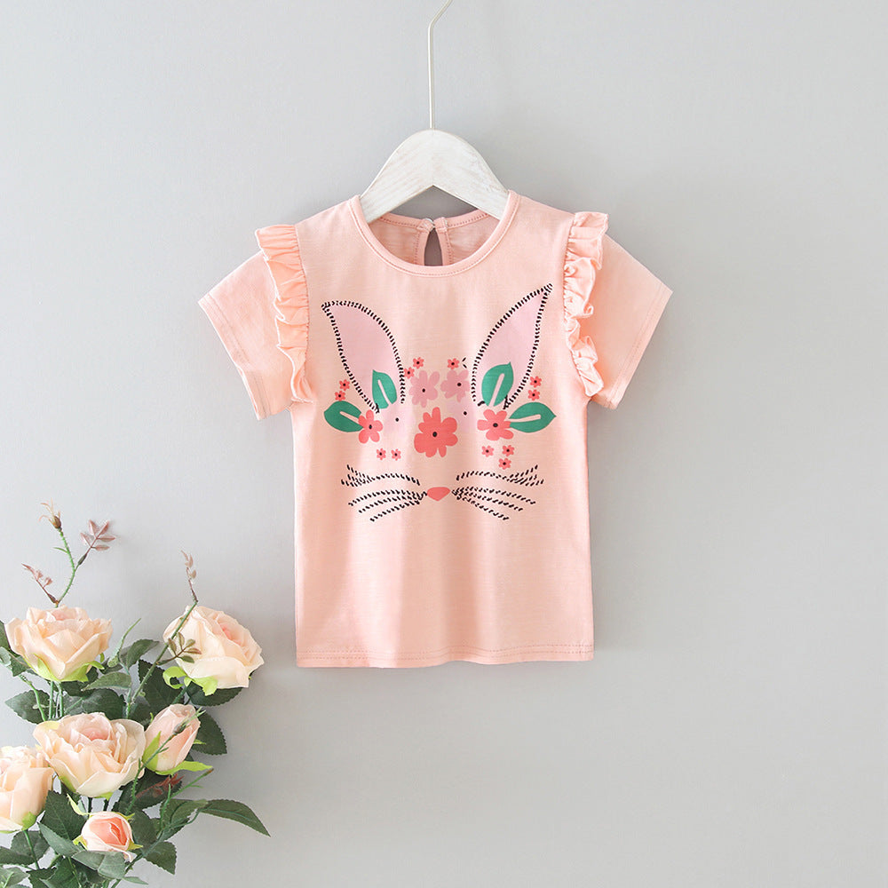 Babyood Baby T Shirt – Lace Short Sleeve Top for Girls 1–3Y
