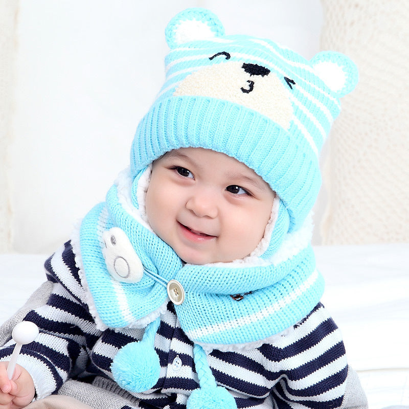 Babyood Baby Beanie – Princess Mother Winter Beanie with Cartoon Bear & Bib