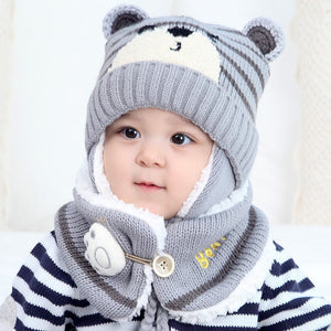 Babyood Baby Beanie – Princess Mother Winter Beanie with Cartoon Bear & Bib