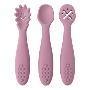 Babyood Spoons and Forks Set – 3pcs Silicone Baby Cutlery