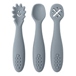 Babyood Spoons and Forks Set – 3pcs Silicone Baby Cutlery