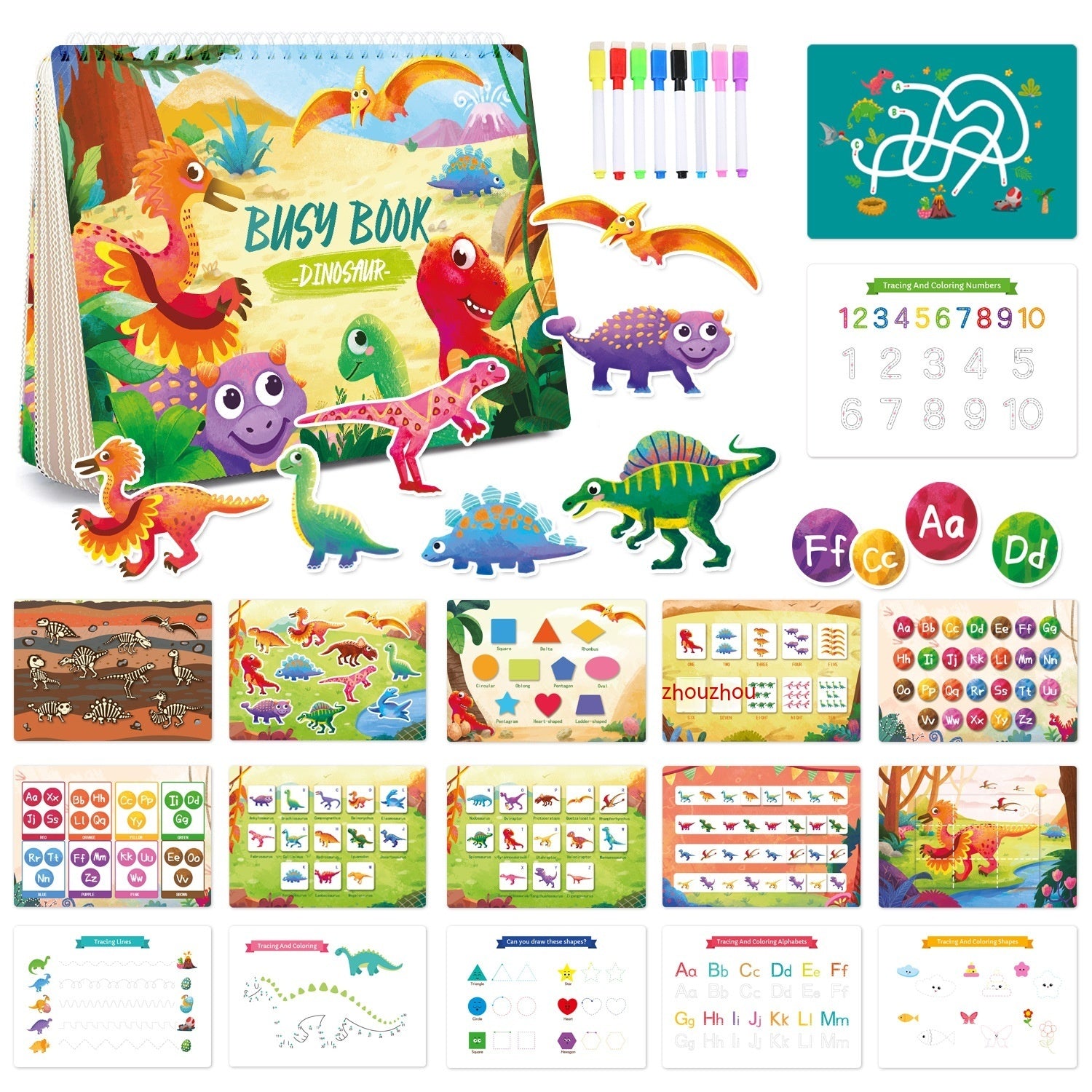 Babyood Nursery Rhymes Book – Dinosaur Theme Busy Book for Early Education