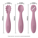 Babyood Spoons and Forks Set – 3pcs Silicone Baby Cutlery
