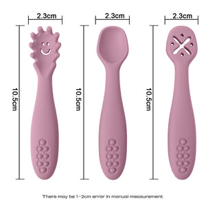 Babyood Spoons and Forks Set – 3pcs Silicone Baby Cutlery